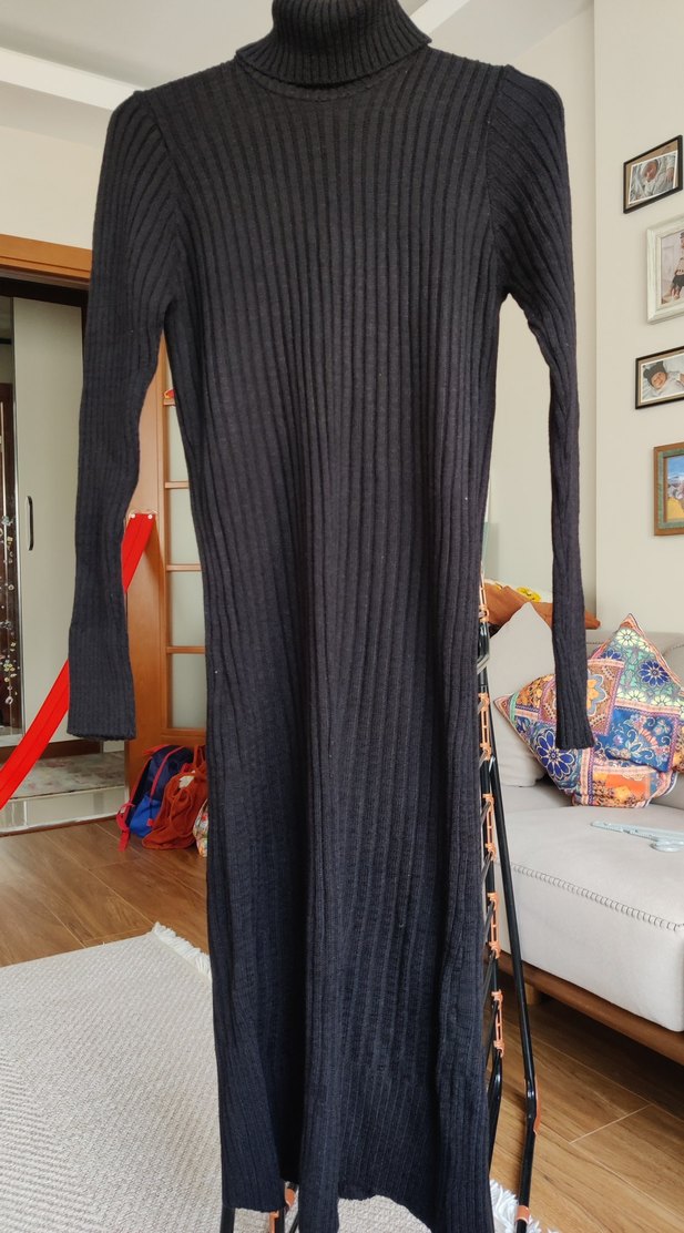 Uzun Fitilli Triko Elbise - Görsel 3