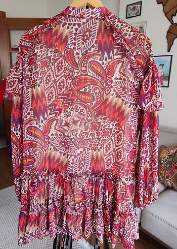 Renkli Bohem Mini Elbise - Görsel 2