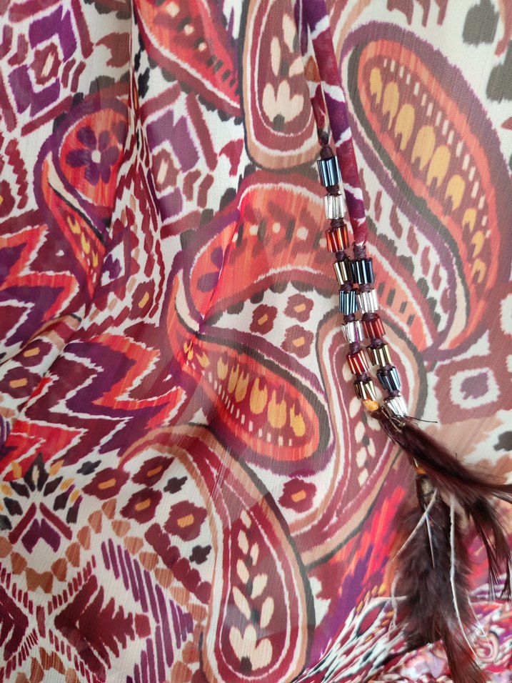 Renkli Bohem Mini Elbise - Görsel 5