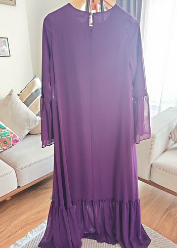 Mor Uzun Kollu Salaş Elbise - Görsel 2