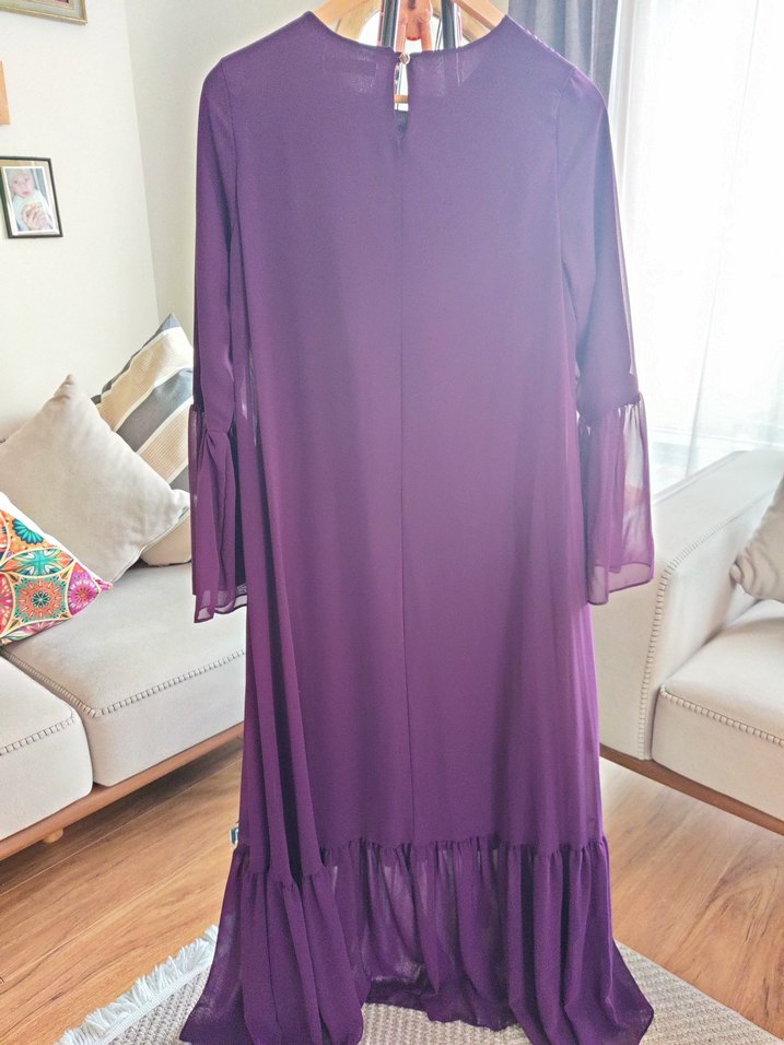 Mor Uzun Kollu Salaş Elbise - Görsel 2