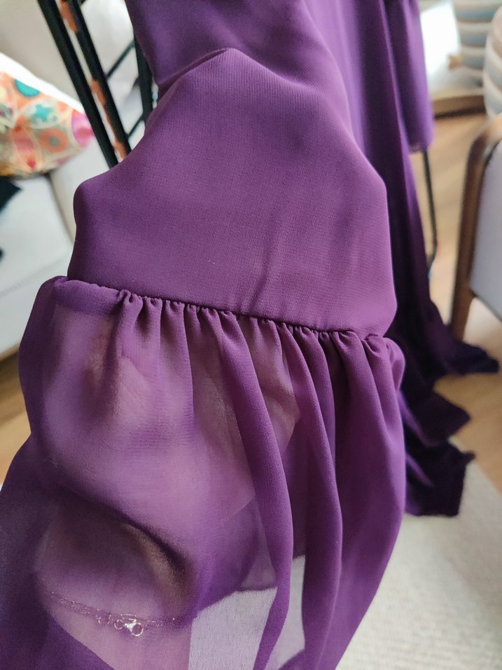 Mor Uzun Kollu Salaş Elbise - Görsel 4