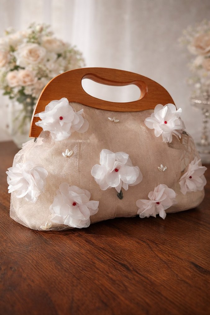 ahşap burslu şık çanta - Görsel 2