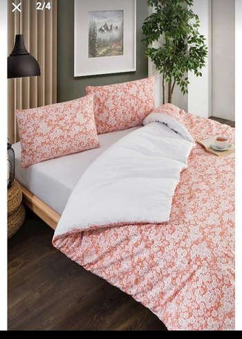 English Home Pastel turuncu Çiçekli Nevresim Takımı