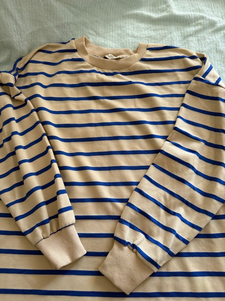 Mavi Çizgili Uzun Kollu Hamile Tişörtü - Görsel 2