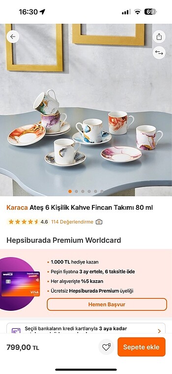 Karaca fincan takımı