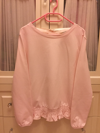 Diğer Yeni pembe saten ip detaylı sweatshirt