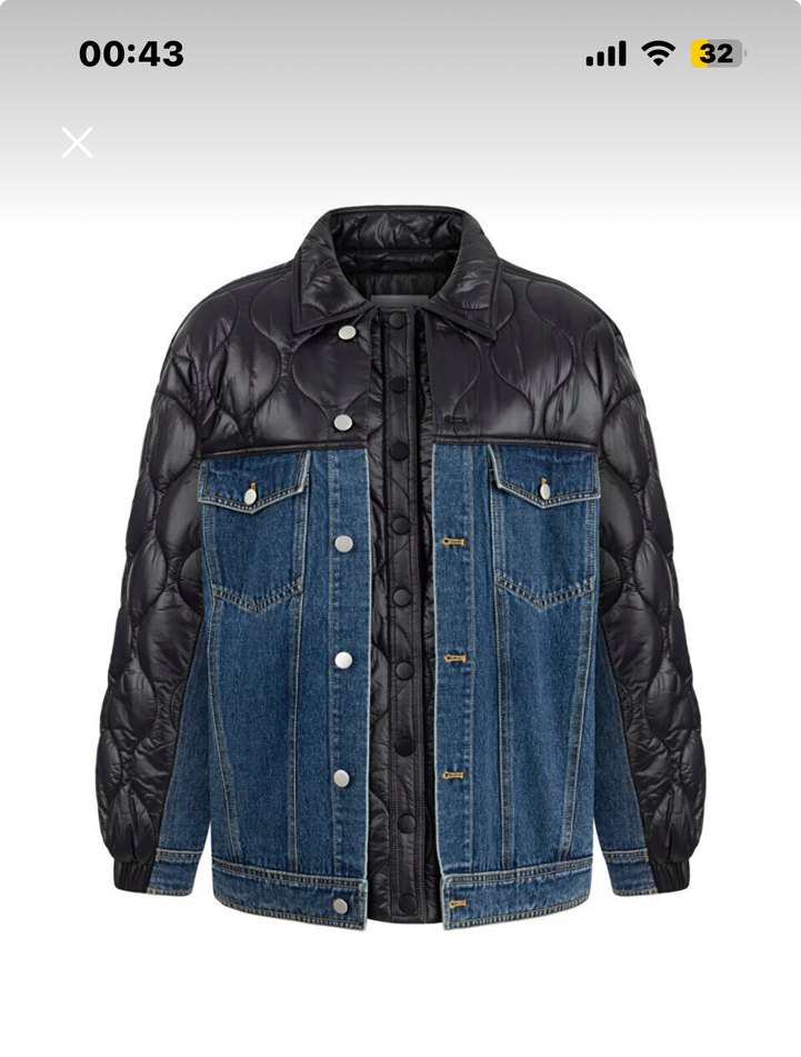 Twist Denim Mix Kapitone Mont - Görsel 3