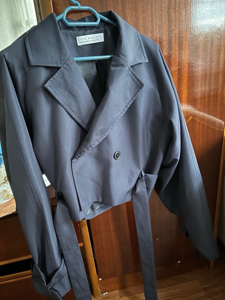 Lacivert Midi Kadın Trençkot - Görsel 2