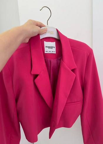 Pembe Mini Kadın Blazer Ceket - Görsel 3