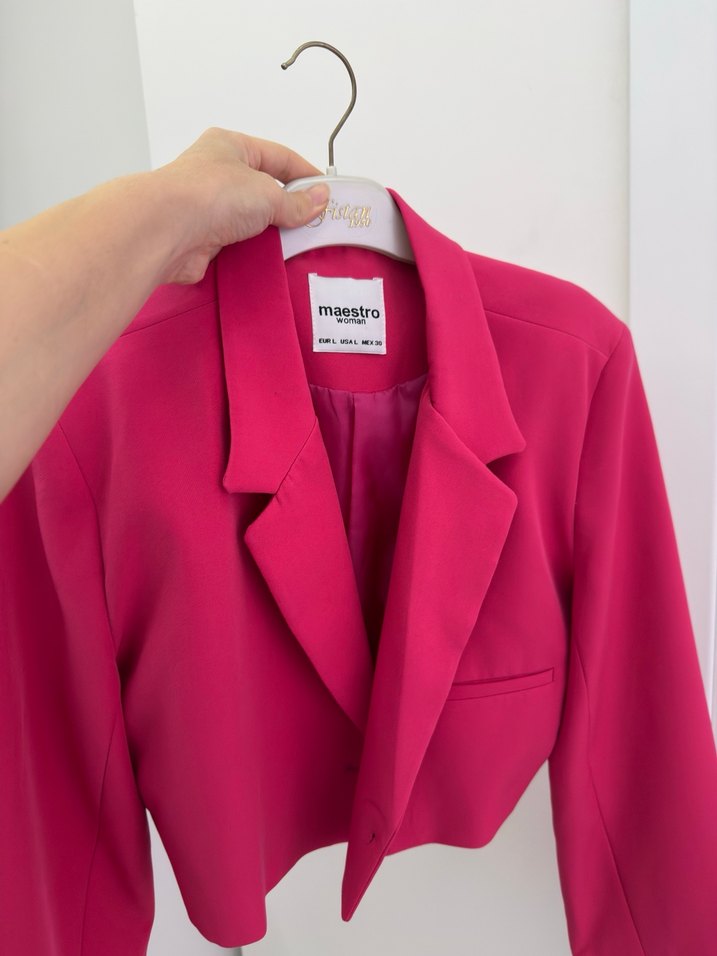 Pembe Mini Kadın Blazer Ceket - Görsel 3