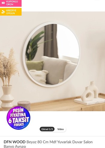 Beyaz Çerçeveli Yuvarlak Ayna - Görsel 3