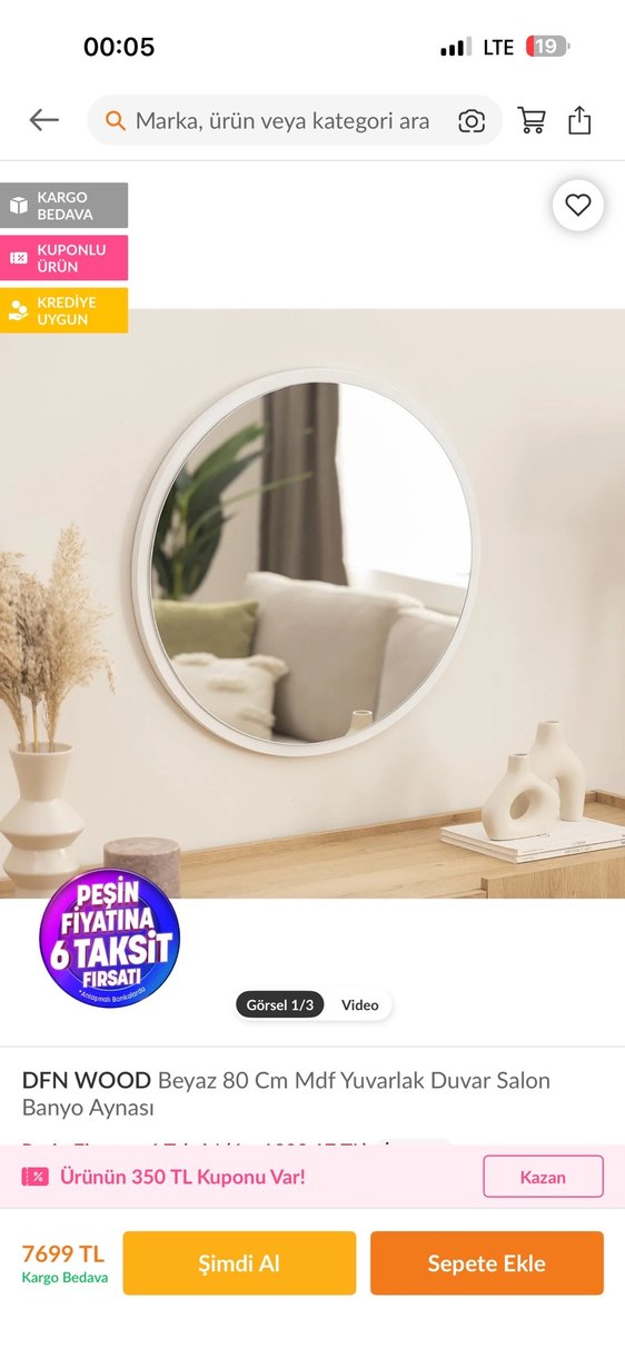 Beyaz Çerçeveli Yuvarlak Ayna - Görsel 3