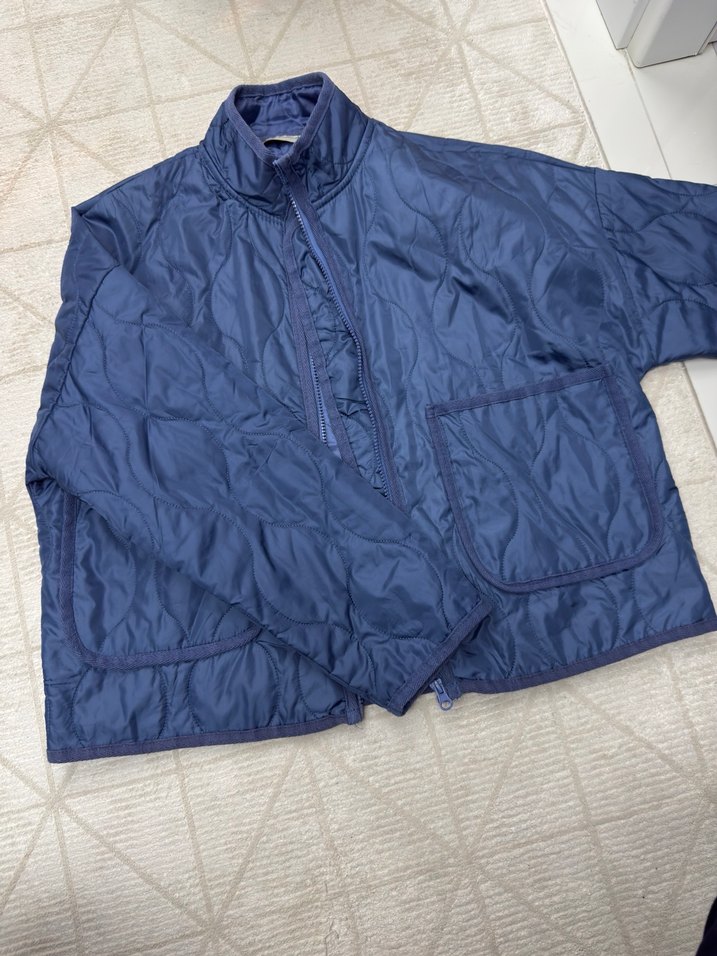 Düğmeli Mavi Kadın Keten Ceket - Görsel 2