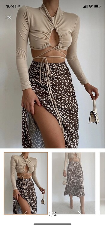 Leopar desenli etek