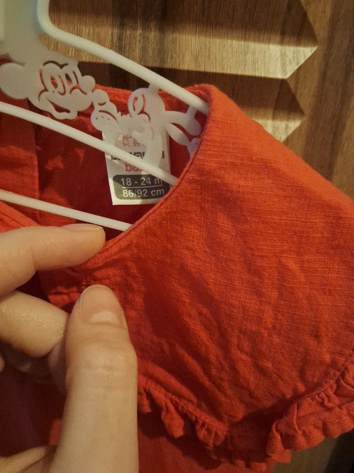 Kolsuz Keten Kız Elbisesi Fırfırlı Yakalı LCW marka - Görsel 2