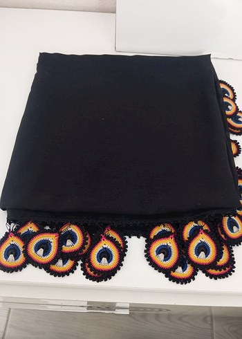 Siyah İpek Görünümlü Bohem Kadın Şal - Görsel 3