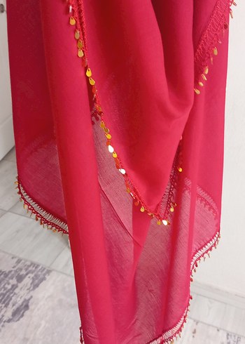 Bordo İpeksi Parlak Püsküllü Kadın Şal - Görsel 2