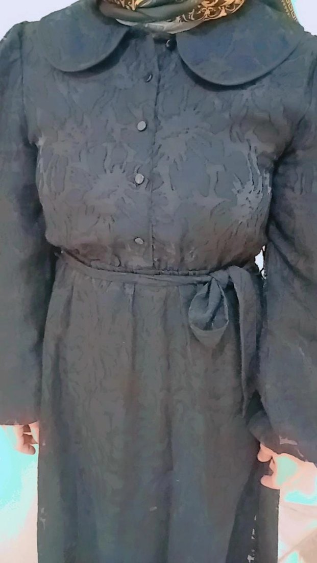 Nakışlı Siyah Uzun Kadın Elbise - Görsel 2