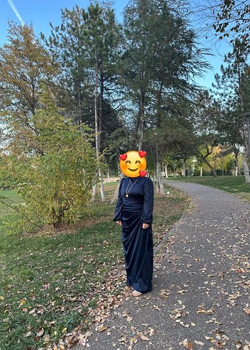 Uzun Lacivert Gotik Drapeli Abiye - Görsel 5