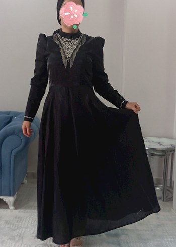 Uzun Siyah Gotik Abiye Elbise - Görsel 2