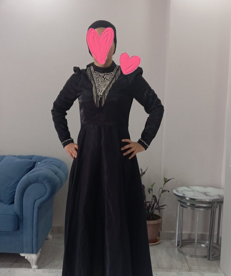 Uzun Siyah Gotik Abiye Elbise - Görsel 4