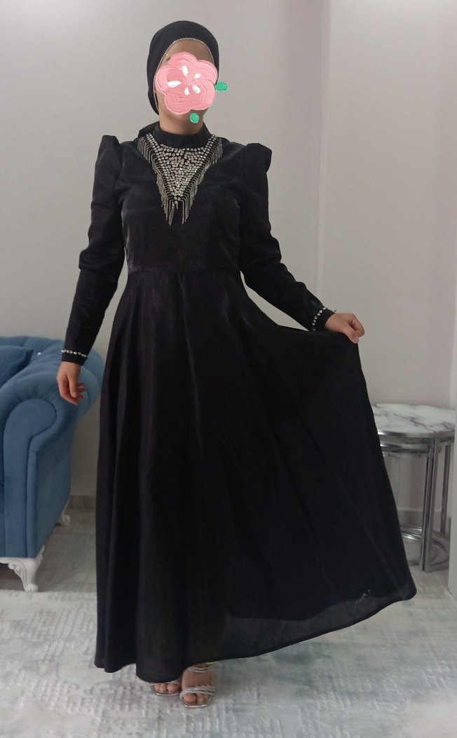 Uzun Siyah Gotik Abiye Elbise - Görsel 2