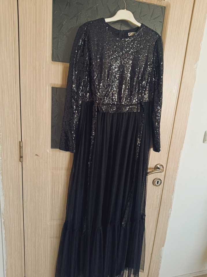 Siyah Bohem Uzun Abiye Elbise - Görsel 5