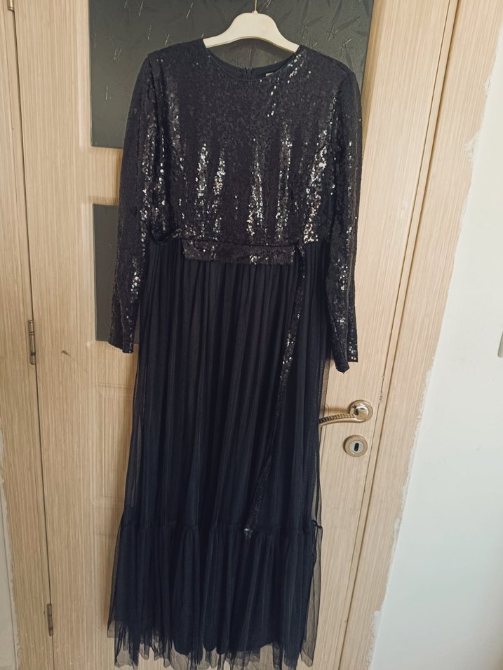 Siyah Bohem Uzun Abiye Elbise - Görsel 3