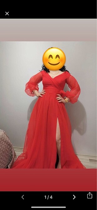 Kırmızı tüllü gece kıyafeti abiye
