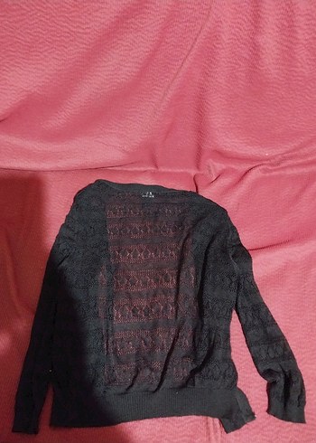 40 Beden siyah Renk Siyahi Örgü V Yaka Midi Hırka