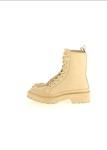 Bej Blok Topuk Kadın Street Style Bot - Görsel 4