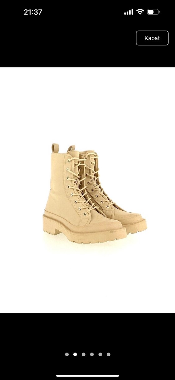 Bej Blok Topuk Kadın Street Style Bot - Görsel 3