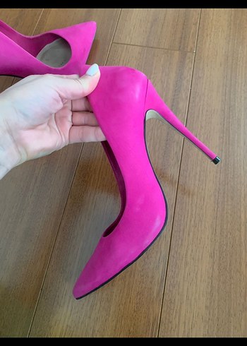 Pembe Süet Stiletto Topuklu Kadın Ayakkabı - Görsel 2