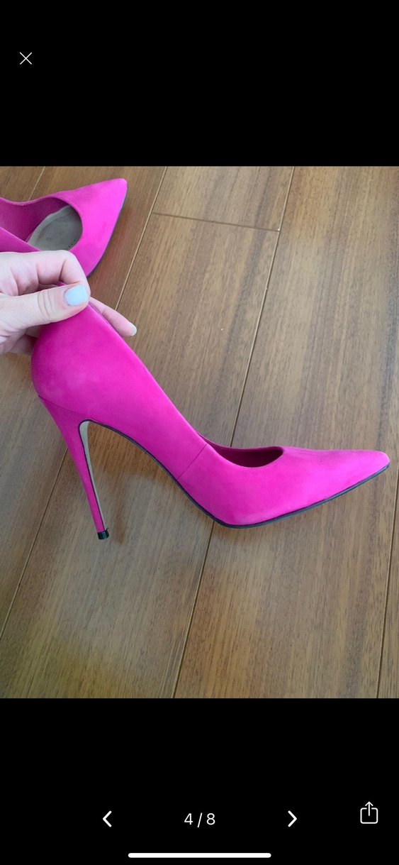 Pembe Süet Stiletto Topuklu Kadın Ayakkabı - Görsel 4