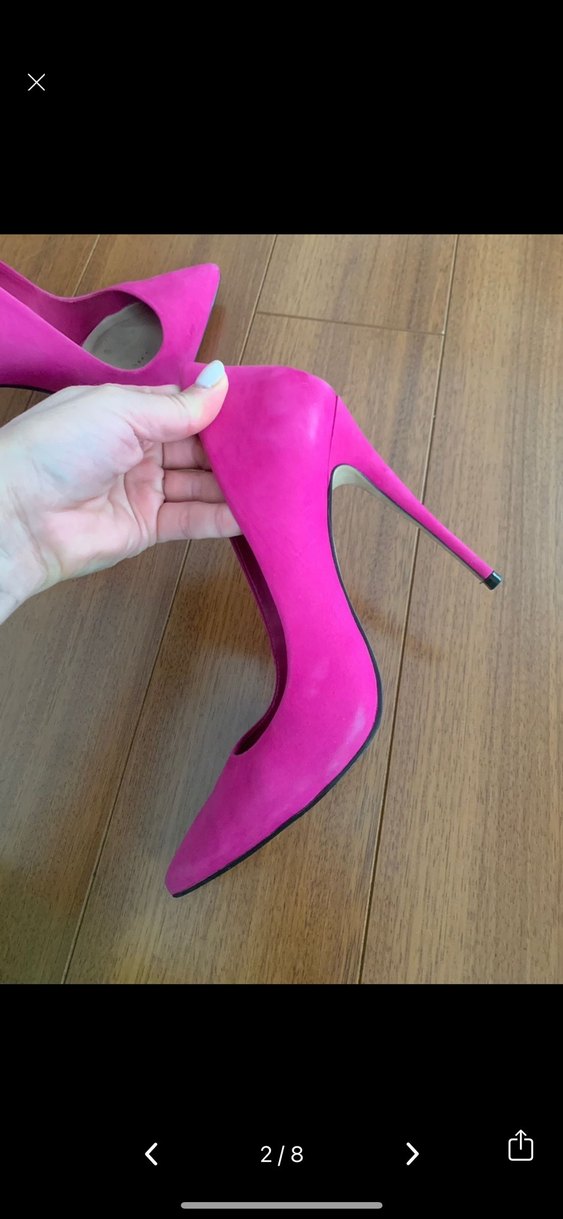 Pembe Süet Stiletto Topuklu Kadın Ayakkabı - Görsel 2