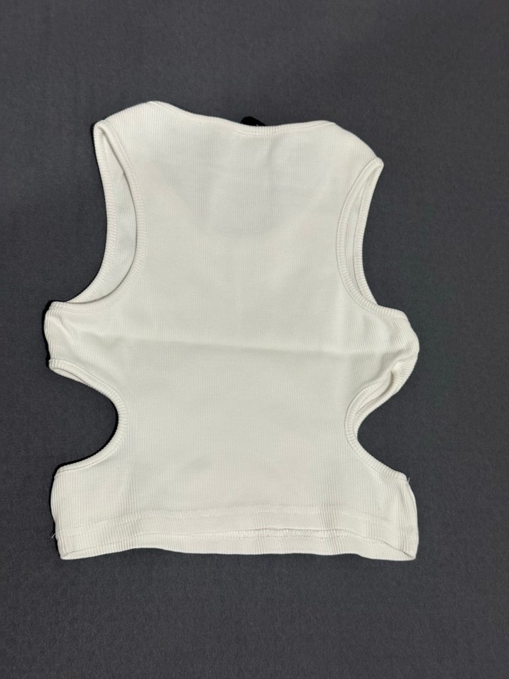 Beyaz Kadın Atlet, Kolsuz, Dar Kesim - Görsel 2