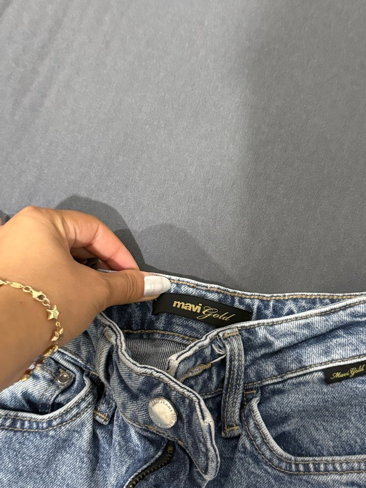 Gri Mavi Midi Kot Pantolon - Görsel 2