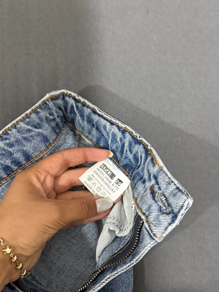 Kadın Mavi Midi Boy Gevşek Kesim Kot Pantolon - Görsel 2