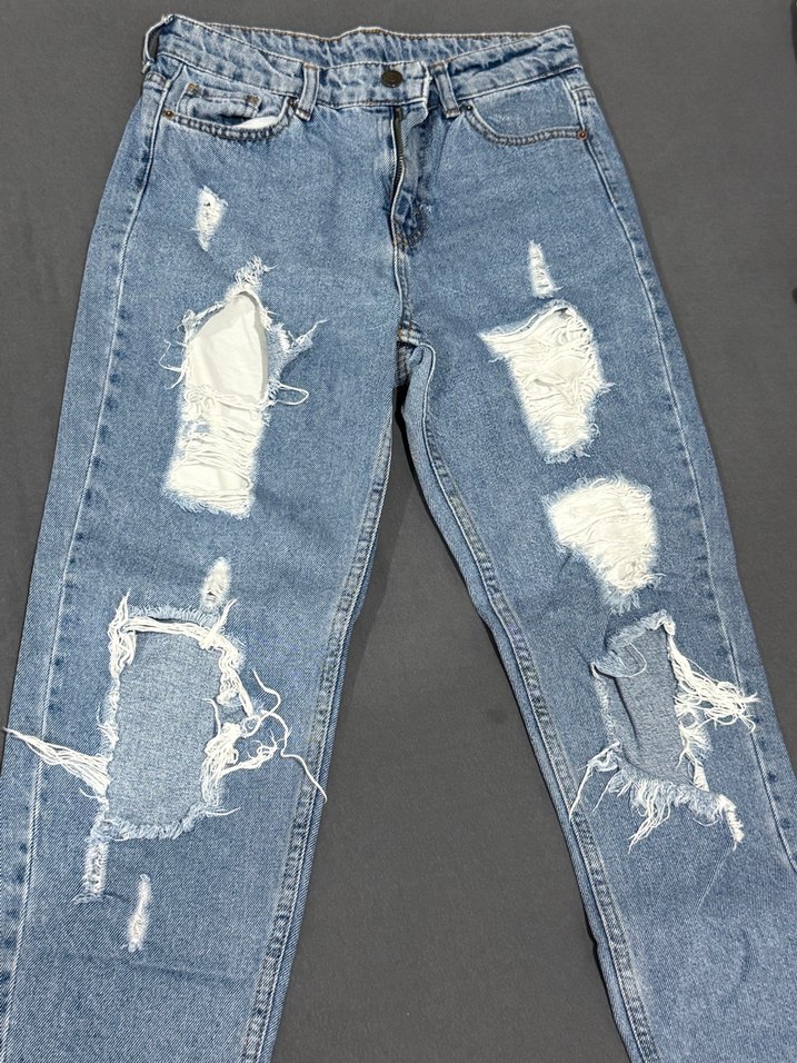 Kadın Mavi Midi Boy Gevşek Kesim Kot Pantolon - Görsel 3