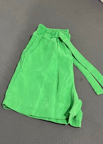 Sheinside Yeşil Kemerli Keten Mini Şort