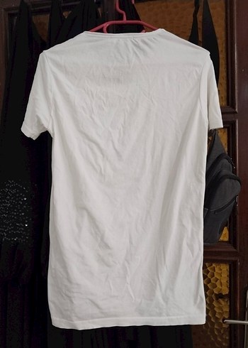 Erkek Beyaz V Yaka Slim Fit Tişört - Görsel 4