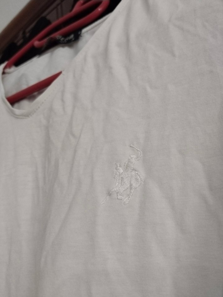 Erkek Beyaz V Yaka Slim Fit Tişört - Görsel 2