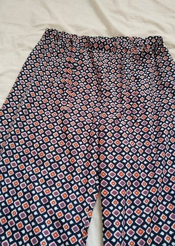 Kadın Çok Renkli Pilili Bohem Kumaş Pantolon - Görsel 3