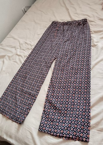 Kadın Çok Renkli Pilili Bohem Kumaş Pantolon - Görsel 2