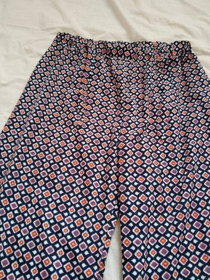 Kadın Çok Renkli Pilili Bohem Kumaş Pantolon - Görsel 3