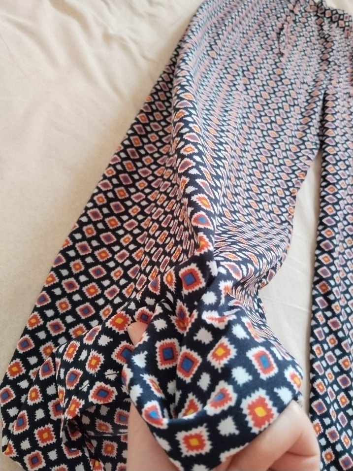 Kadın Çok Renkli Pilili Bohem Kumaş Pantolon - Görsel 4