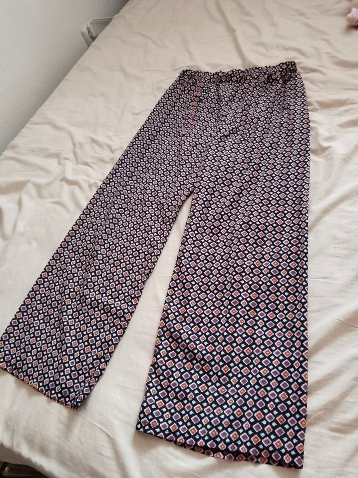 Kadın Çok Renkli Pilili Bohem Kumaş Pantolon - Görsel 2