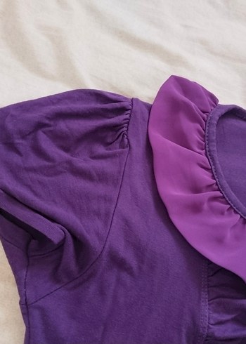 Mor Kısa Kollu Midi Elbise - Görsel 5