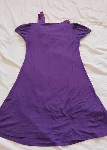 Mor Kısa Kollu Midi Elbise - Görsel 6